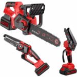Cordless chainsaw 6inch 8inch 12inch – 20V 2 Batteries + 1 Charger + 1 Plastic Tool Kit - Vermilion Bird Series