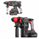 Cordless Rotary Hammer Drill 20V/2 Batteries + 1 Charger + 1 Plastic Tool Box - White Tiger Series