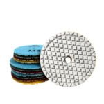 4-inch dry-polished ceramic tile, quartz stone polishing pad, abrasive pad, grit size (0#-4#).