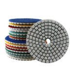 4-inch wet polishing pads for marble and granite, grit sizes (50#-3000#).