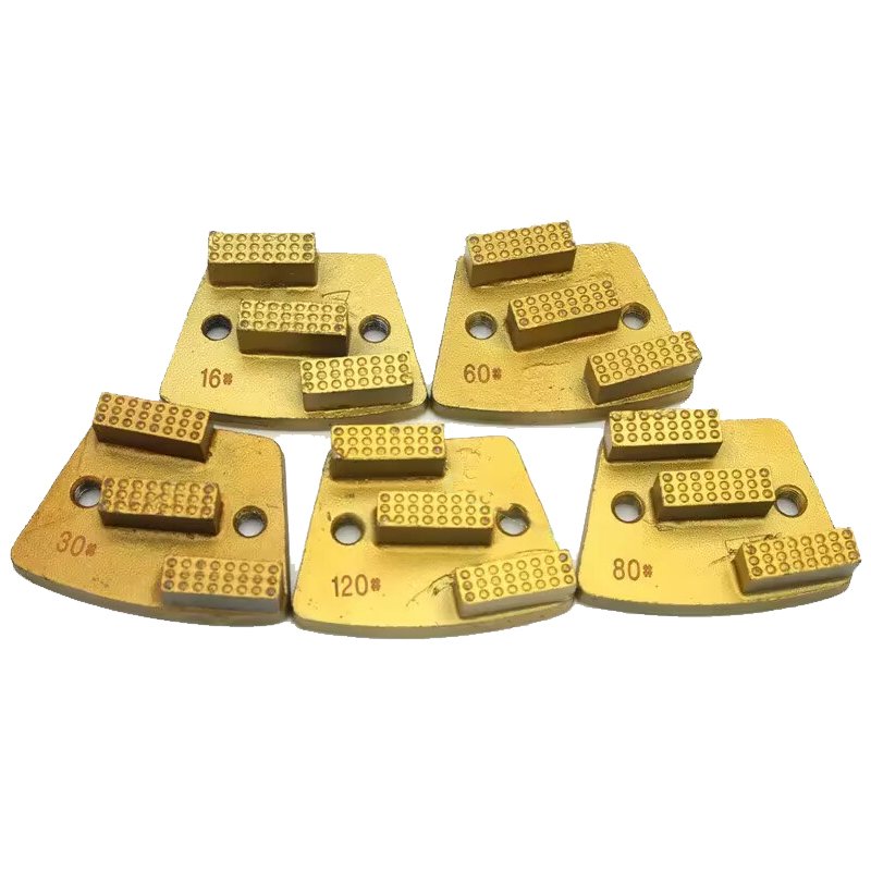 5 Diamond Flooring Fan-Shaped Grinding Blocks, 3 Holes, 3 Teeth, Square Type, Concrete Grinding and Polishing(16# 30# 50# 80# 120#) - 图片 1