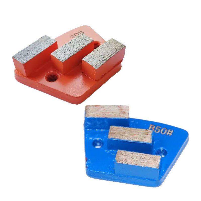 6 Diamond Flooring Fan-Shaped Grinding Blocks, 3-Hole, 2-Tooth Square, for Concrete Grinding and Polishing(16#-100#) - 图片 1