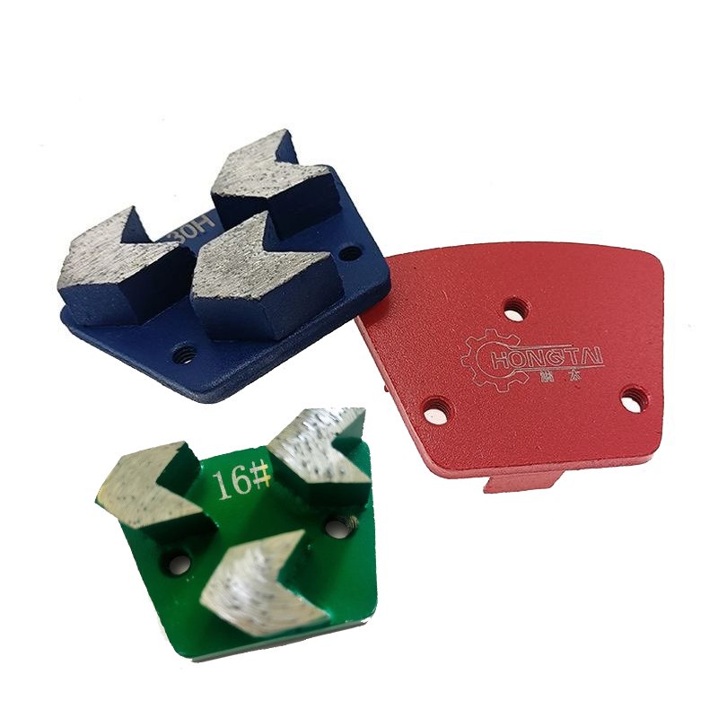 6 Diamond Flooring Fan-Shaped Grinding Blocks, 3-Hole, 2-Tooth Arrow Shape, for Concrete Grinding and Polishing(16#120#) - 图片 1
